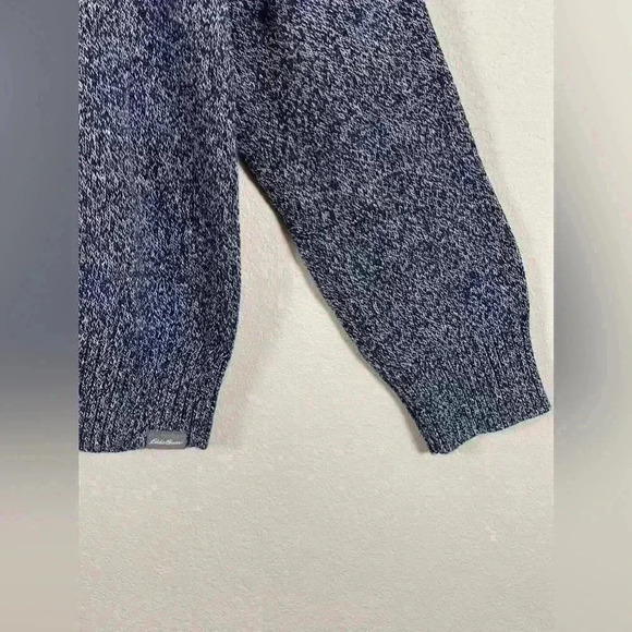Eddie Bauer Marled Indigo 1/4 Zip Sweater 100% Cotton Men's Large NWT - Picture 3 of 13